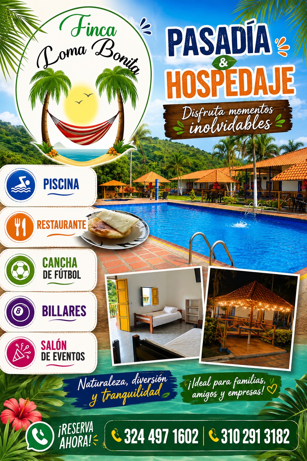 Folleto publicitario vertical Finca Loma Bonita